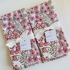 Pottery Barn Flowervine 100% Cotton Napkins, 20” sq Set of 8, NWT, Retail $112